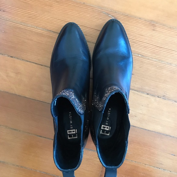 MIISTA glitter black leather ankle booties - Picture 6 of 8